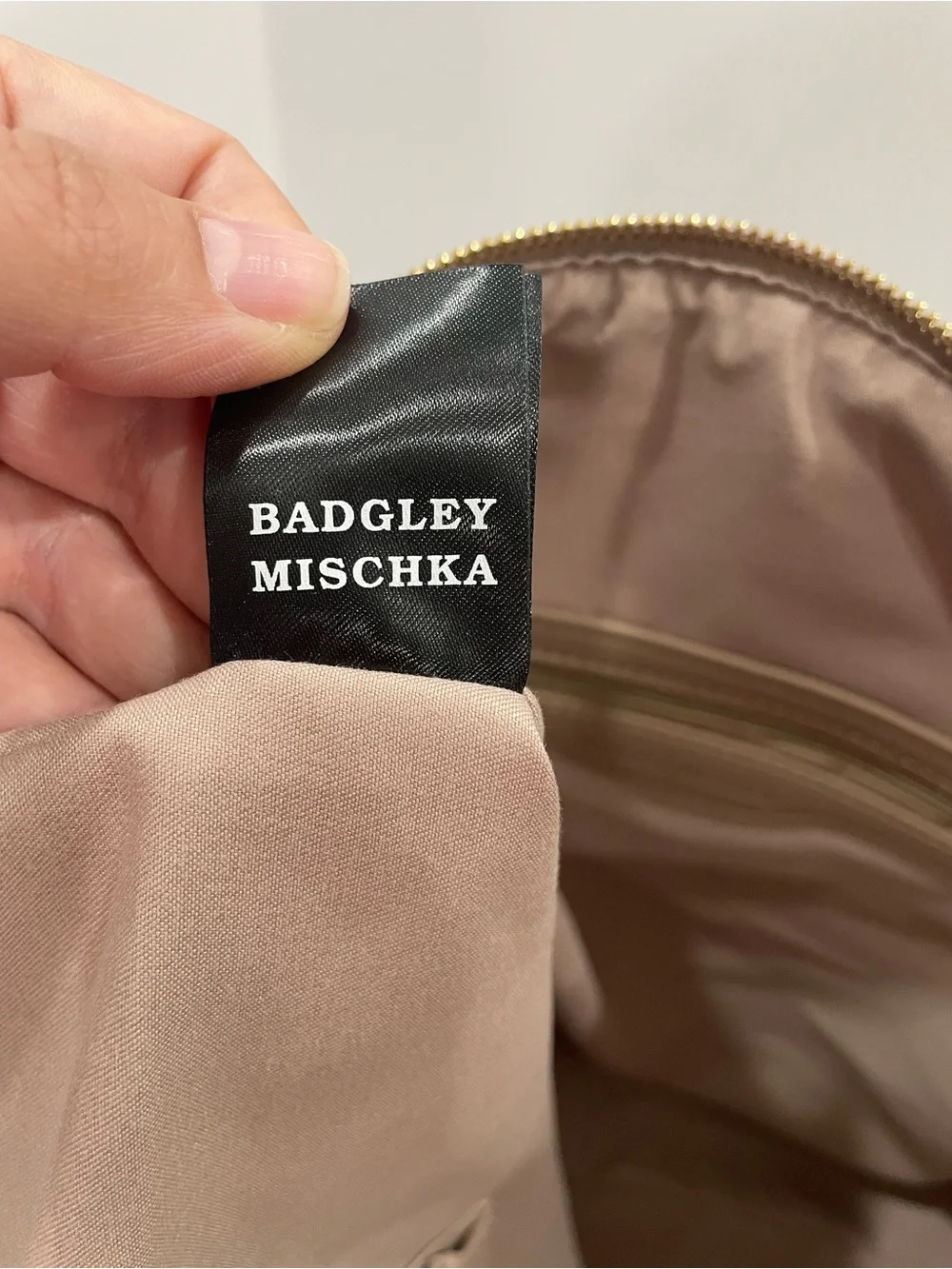 Badgley Mischka Quilted Taupe Tote with Gold Hardware